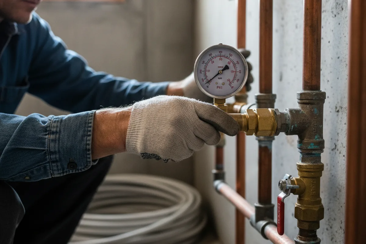 Pressure testing a repaired line during Water Line Repair in Bryan